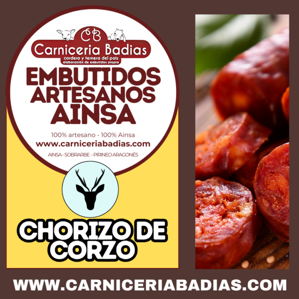 EMBUTIDOS ARTESANOS CHORIZO SECO DE CORZO - AÍNSA (2 Piezas - 500gr aprox)