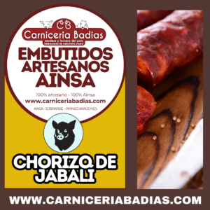 EMBUTIDOS ARTESANOS CHORIZO SECO JABALÍ - AÍNSA (2 Piezas - 500gr aprox)