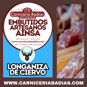 EMBUTIDOS ARTESANOS LONGANIZA SECO CIERVO - AÍNSA (2 Piezas - 500gr aprox)