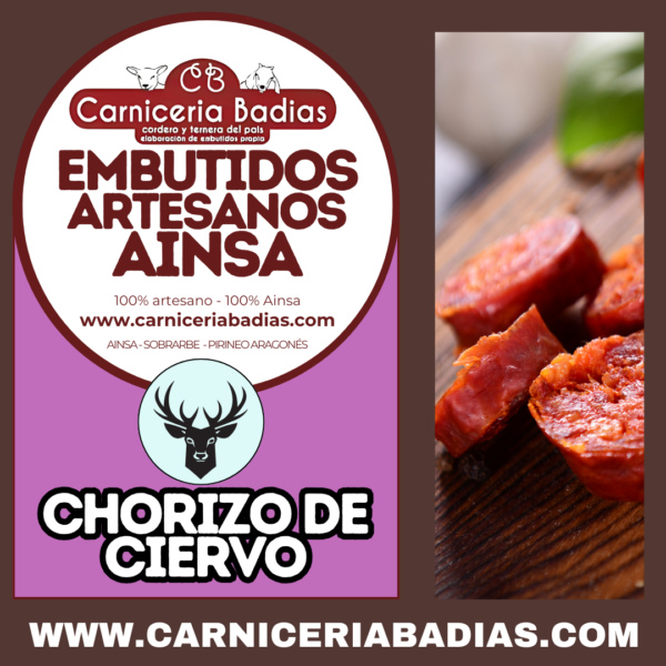 EMBUTIDOS ARTESANOS CHORIZO SECO DE CIERVO - AINSA (2 Piezas - 500gr aprox)